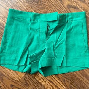 Green Linen Blend Shorts